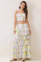 Floral Print Tiered Ruffle Maxi Skirt