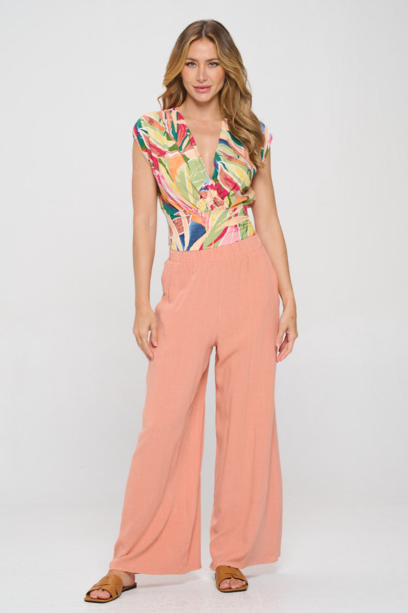 Floral Print V neck Crop Top with Smock Back Detail-New Arrival-Reneecollection-Small-PINK-Urbanheer