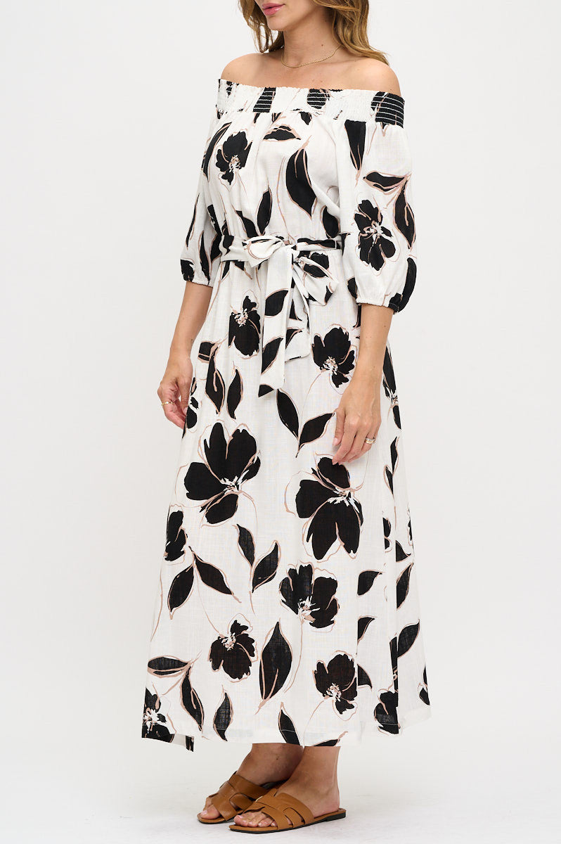 Floral Print Versatile Neckline Maxi Dress-New Arrival-Reneecollection-Small-WHITE-Urbanheer