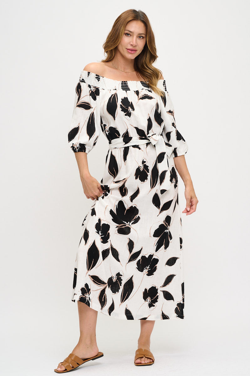Floral Print Versatile Neckline Maxi Dress-New Arrival-Reneecollection-Small-WHITE-Urbanheer