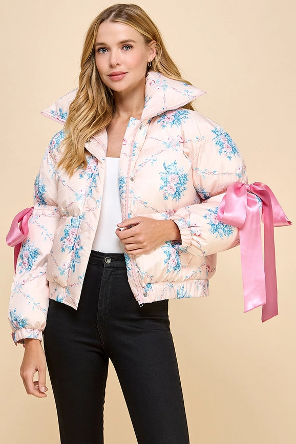 Floral Puffer Jacket-Puffer Jacket-TCEC-S-Pink-Urbanheer