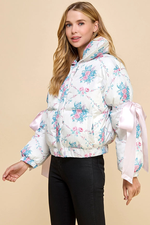 Floral Puffer Jacket-Puffer Jacket-TCEC-S-Pink-Urbanheer
