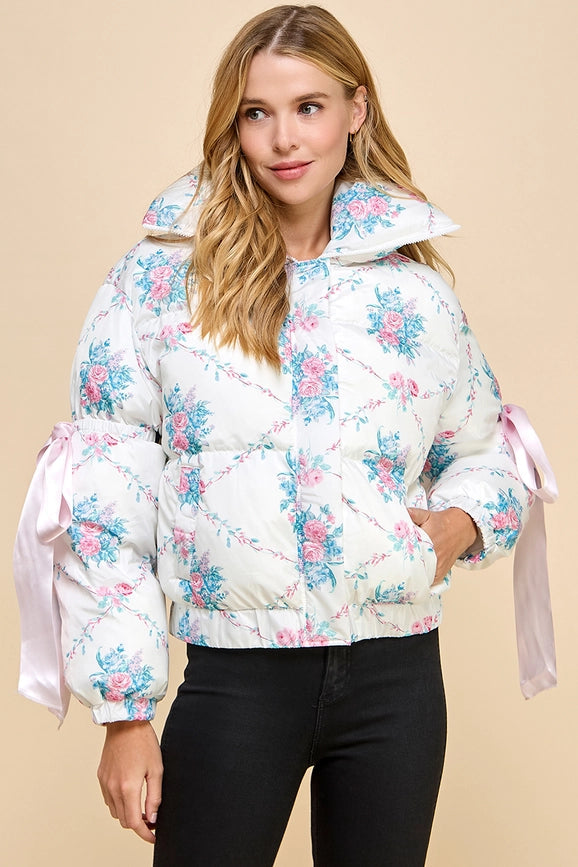 Floral Puffer Jacket-Puffer Jacket-TCEC-S-Pink-Urbanheer