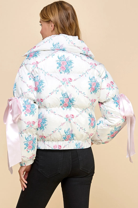 Floral Puffer Jacket-Puffer Jacket-TCEC-S-Pink-Urbanheer