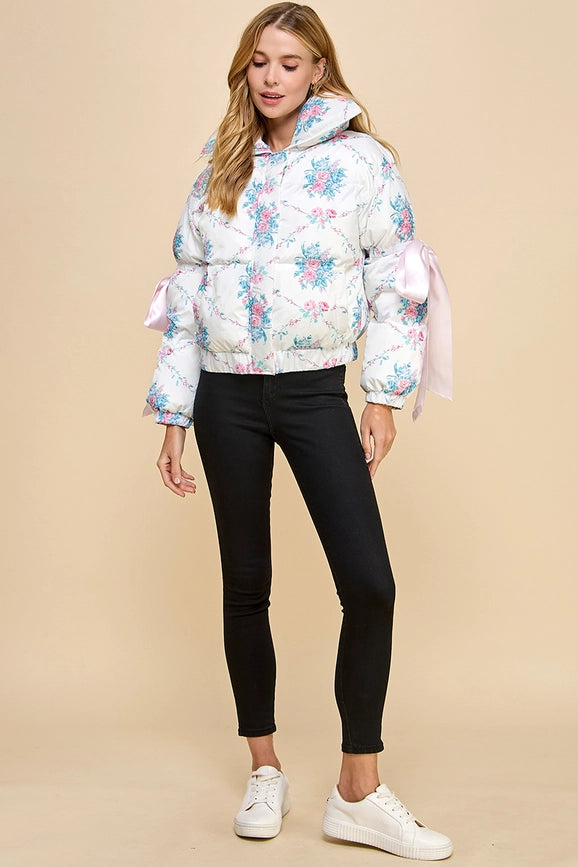 Floral Puffer Jacket-Puffer Jacket-TCEC-S-Pink-Urbanheer