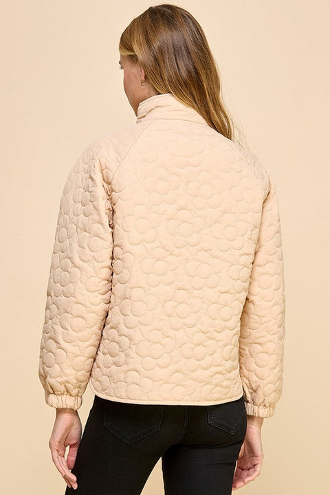 Floral Quilted Button Down Jacket-Jacket-TCEC-S-Beige-Urbanheer
