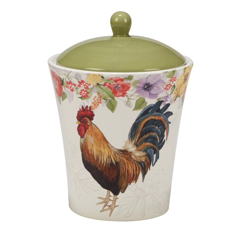 Floral Rooster Canister Set 3 Pc. 54 72 104 oz-Canister Set-Certified International-54 72 104 oz-Urbanheer