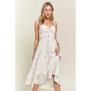 Floral Ruffle Charm Smocking Midi Dress with Adjustable Stra LAVENDER-Dress-Apolline-S-LAVENDER-Urbanheer