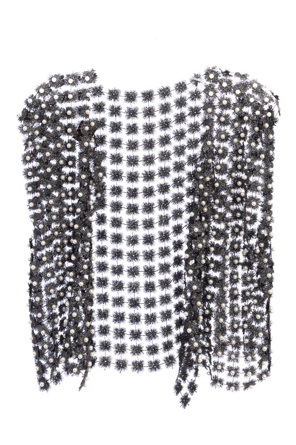 Floral Shell Pearl Capelet Black-Capelet-SAACHI-Black-Urbanheer