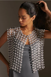 Floral Shell Pearl Capelet Silver-Capelet-SAACHI-Silver-Urbanheer