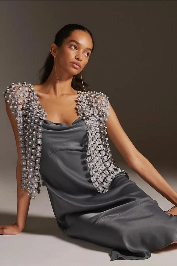 Floral Shell Pearl Capelet Silver-Capelet-SAACHI-Silver-Urbanheer