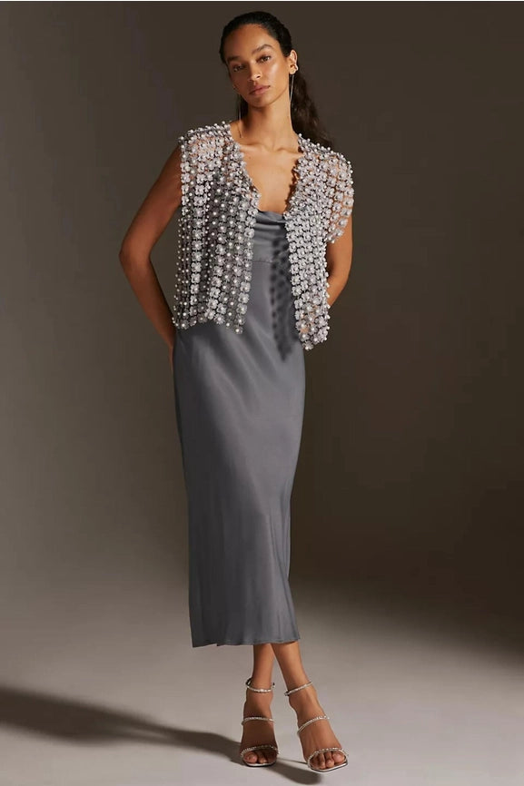 Floral Shell Pearl Capelet Silver-Capelet-SAACHI-Silver-Urbanheer