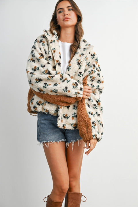 Floral Sherpa Fleece Jacket
