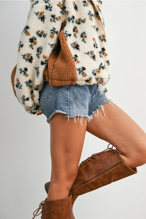 Floral Sherpa Fleece Jacket
