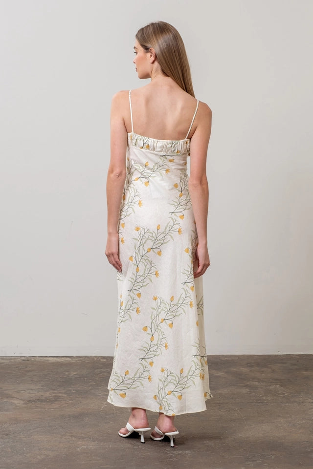 Floral Spaghetti Strap Front Tie Midi Dress-Dress-Moon River-XS-CREAM MULTI-Urbanheer