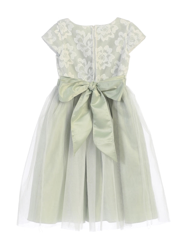 Floral Sponge Mesh with Satin & Crystal Tulle-Dress-Sweet Kids, Inc.-2-grey-Urbanheer