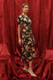 Floral Velvet Splice Shirred Waist Midi Dress-Dress-Blu Pepper-S-BLACK MULTI-Urbanheer