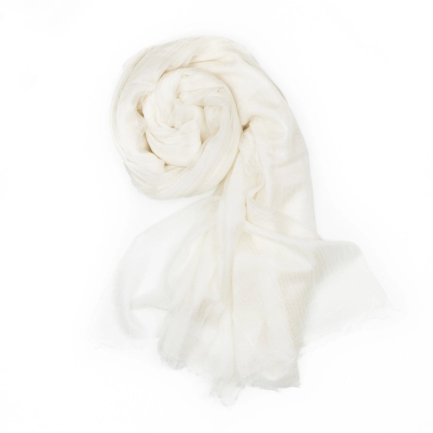 Florencia Ultra Thin Cashmere Shawl Ivory-Scarf-Bel Cashmere S.C.-94.5 x 39.4 in (240 x 100 cm)-Urbanheer