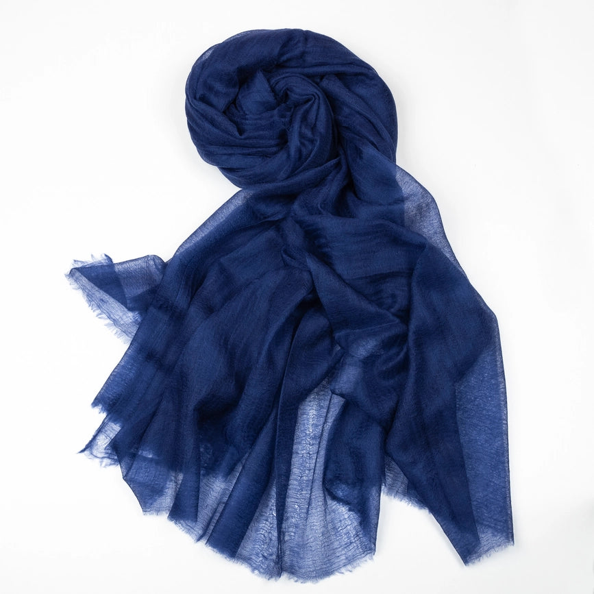 Florencia Ultra Thin Cashmere Shawl Navy-Scarf-Bel Cashmere S.C.-94.5 x 39.4 in (240 x 100 cm)-Urbanheer