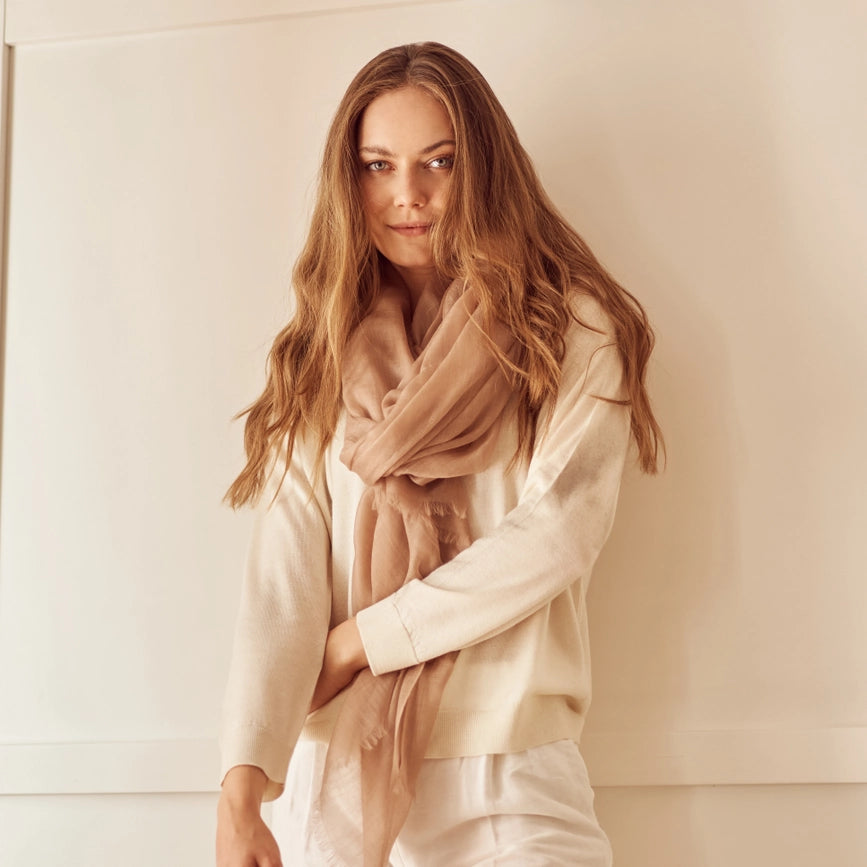 Florencia Ultra Thin Cashmere Shawl Tea-Scarf-Bel Cashmere S.C.-94.5 x 39.4 in (240 x 100 cm)-Urbanheer