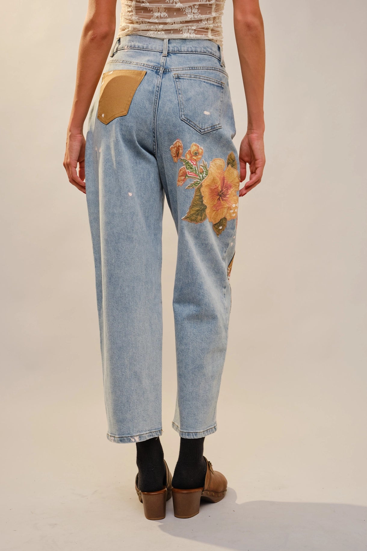 Flower Patch Barrel Leg Jean