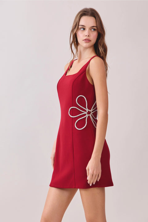Flower Rope Embroidered Detail Sleeveless Dress