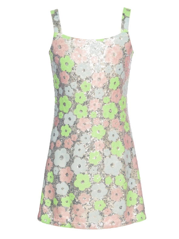 Flower Sequin Dress-Dress-Hannah Banana-4-SILVER MULTI-Urbanheer