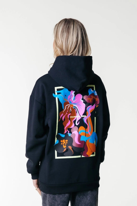 Flower Shapes Hoodie | Black-Hoodie-Colourful Rebel-XXS-Black-Urbanheer