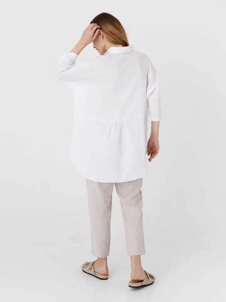 Flowing Linen Tunic-Shirt Sanibel in White-Tunic-MagicLinen-XS-White-Urbanheer