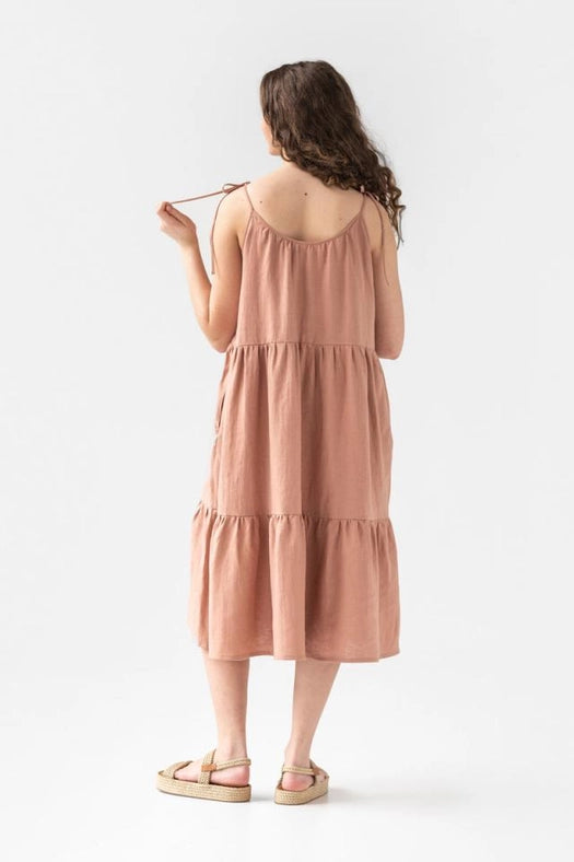 Flowy Midi Linen Dress Praslin Ash rose-Dress-MagicLinen-XS-Urbanheer