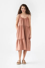 Flowy Midi Linen Dress Praslin Ash rose-Dress-MagicLinen-XS-Urbanheer
