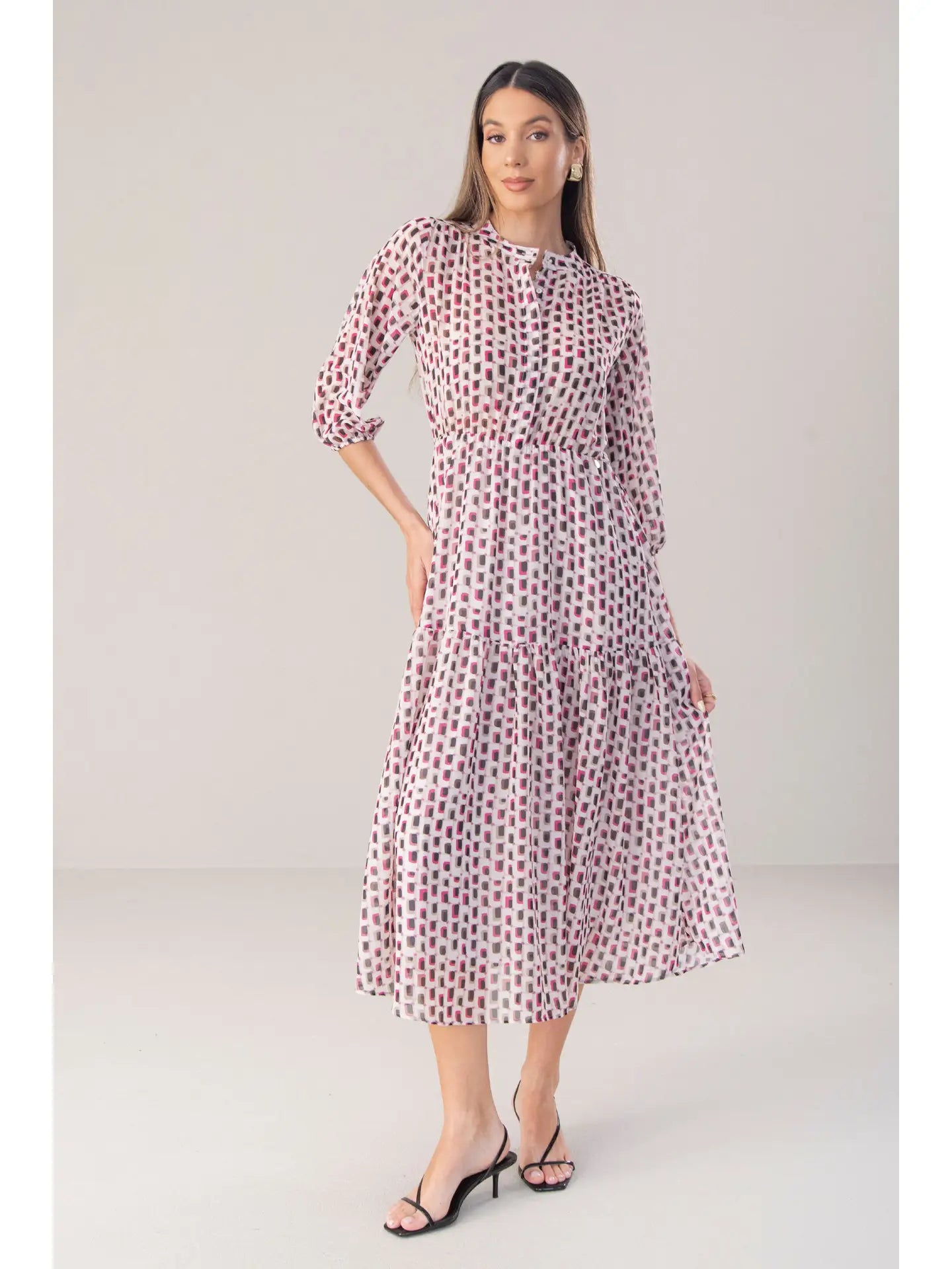 Fluid Printed Midi Dress