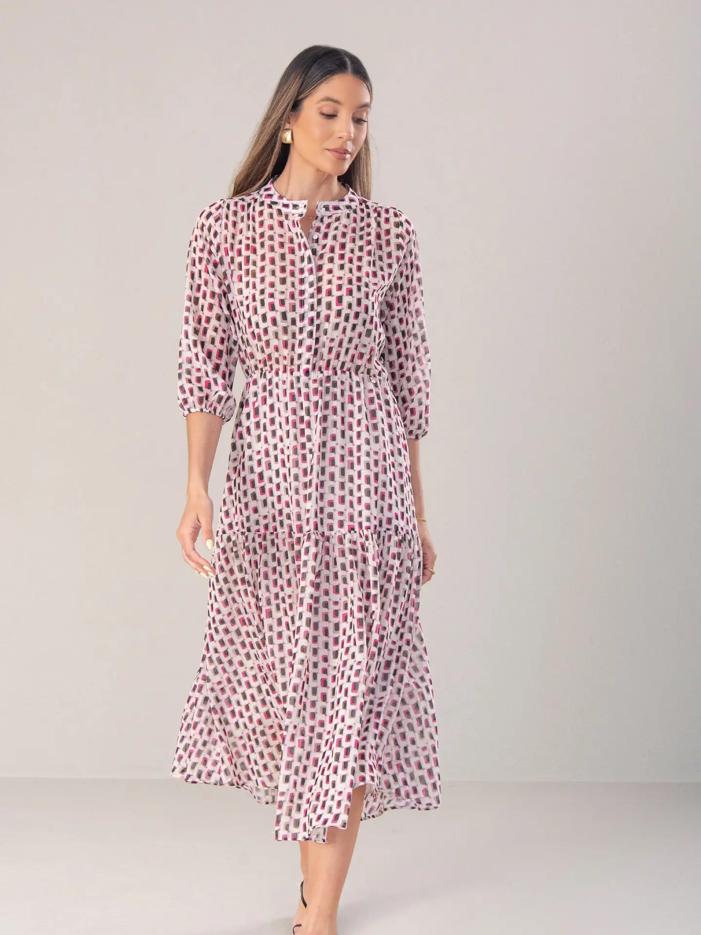 Fluid Printed Midi Dress
