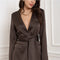 Fluid Satin Jacket with Scarf