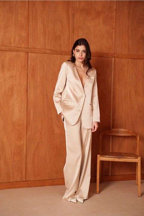 Fluid Satin Jacket with Scarf