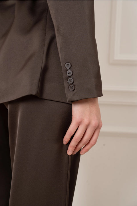 Fluid Satin Jacket with Scarf