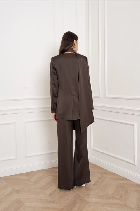 Fluid Satin Jacket with Scarf