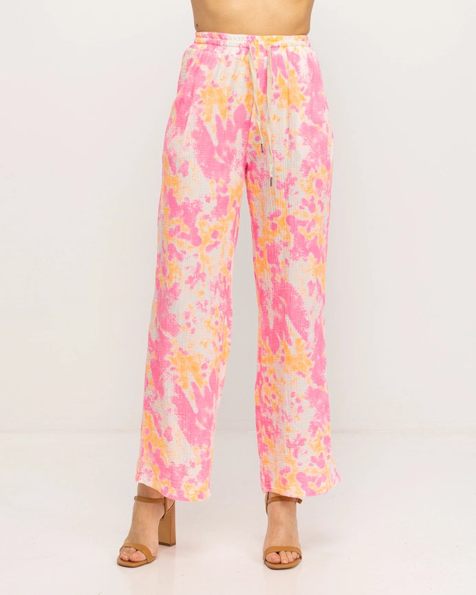 Fluor Tie-Dye Effect Pants-Pants-Tantra-S-PINK-Urbanheer