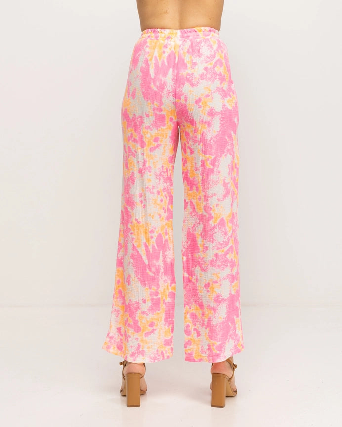 Fluor Tie-Dye Effect Pants-Pants-Tantra-S-PINK-Urbanheer