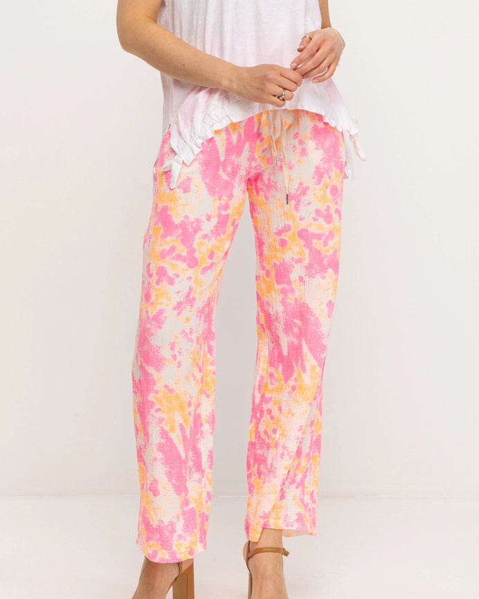 Fluor Tie-Dye Effect Pants-Pants-Tantra-S-PINK-Urbanheer