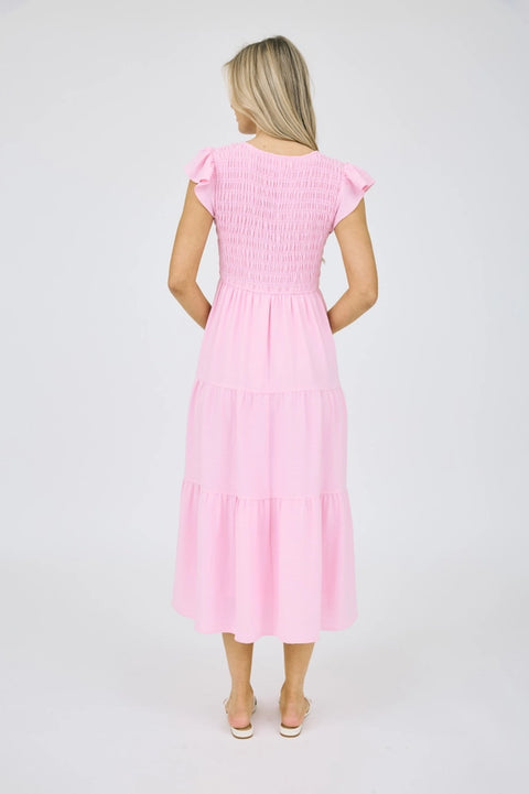 Flutter Sleeve Maxi Dress LIGHT PINK-Dress-Blu Pepper-S-LIGHT PINK-Urbanheer