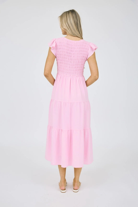 Flutter Sleeve Maxi Dress LIGHT PINK-Dress-Blu Pepper-S-LIGHT PINK-Urbanheer