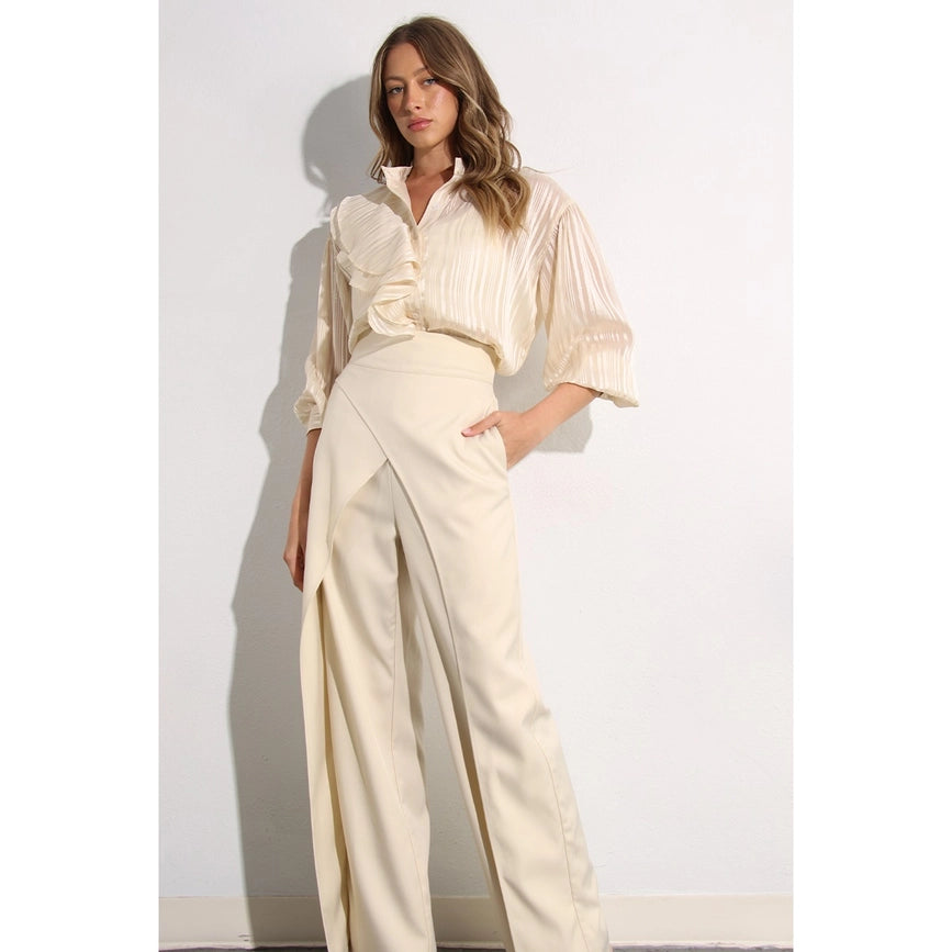 Fly Away Back Tie Pants CREAM BEIGE-Pants-Mulla-S-CREAM BEIGE-Urbanheer