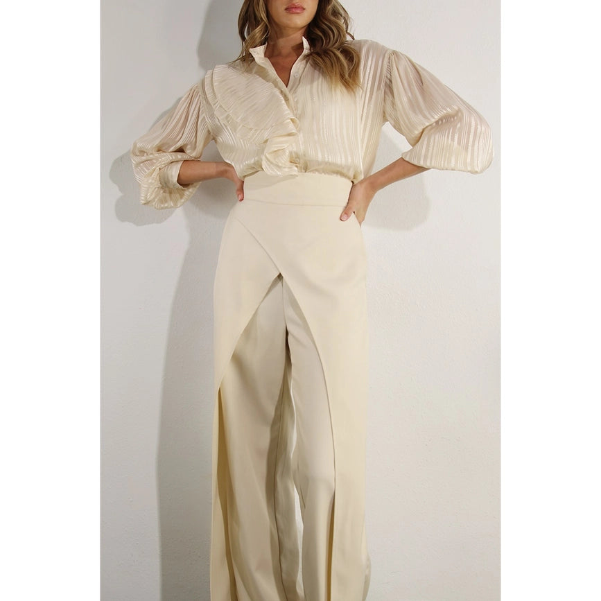 Fly Away Back Tie Pants CREAM BEIGE-Pants-Mulla-S-CREAM BEIGE-Urbanheer