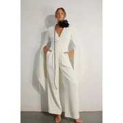 Fly Away Sleeve V Neck Jumpsuit-Clothing Jumpsuits-Mulla-S-CREAM-Urbanheer