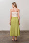 Fold Over Strapless Mix Media Midi Dress-Dress-Moon River-S-SAGE-Urbanheer