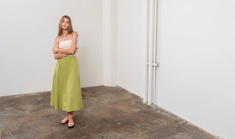 Fold Over Strapless Mix Media Midi Dress-Dress-Moon River-S-SAGE-Urbanheer