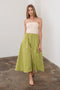 Fold Over Strapless Mix Media Midi Dress-Dress-Moon River-S-SAGE-Urbanheer