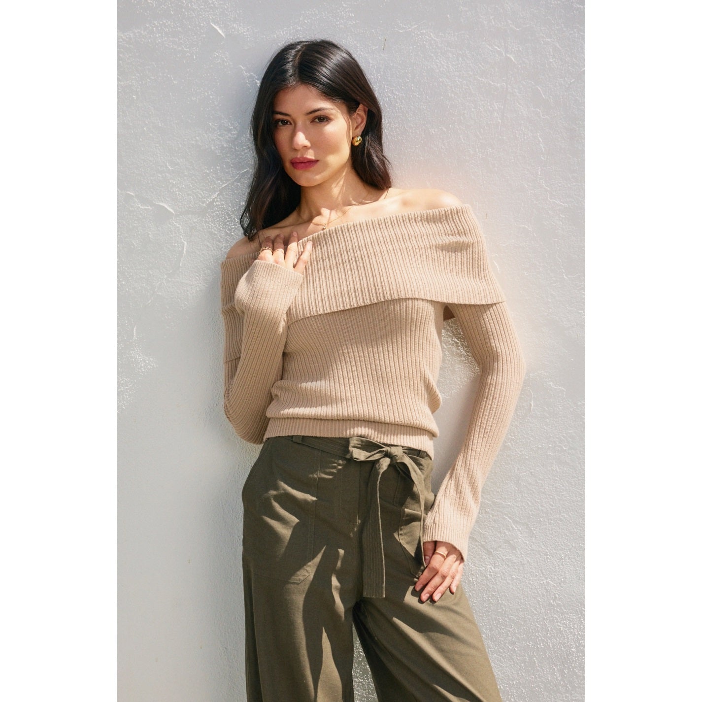 Foldover Off the Shoulder Sweater