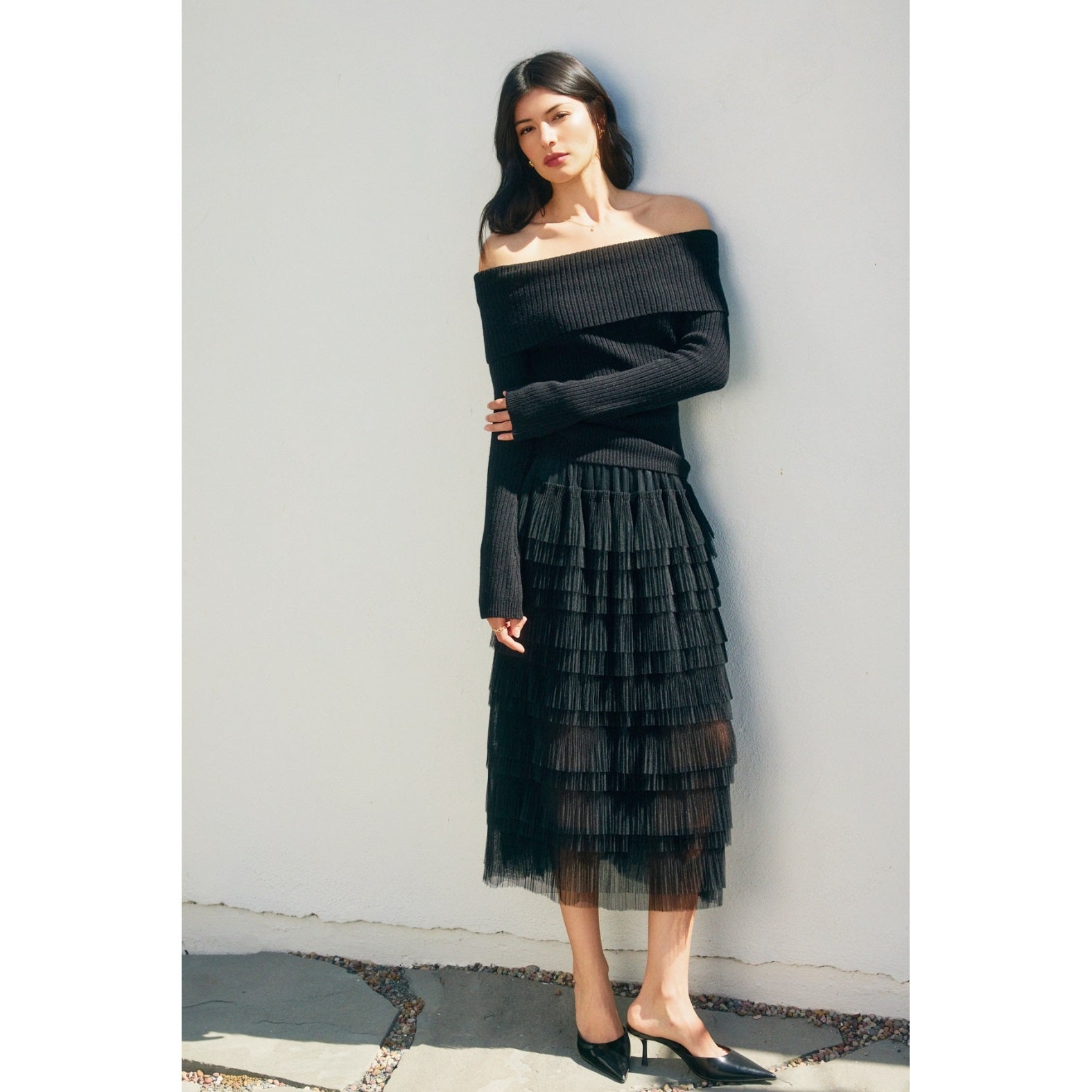 Foldover Off the Shoulder Sweater